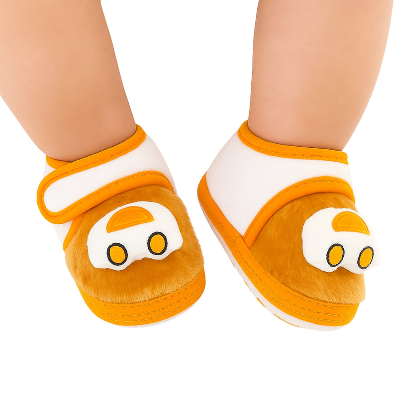 6 To 12 Months Pack Of 1 Baby Boys & Baby Girls Fur Kids Shoe/Booties (Orange)-BT4913