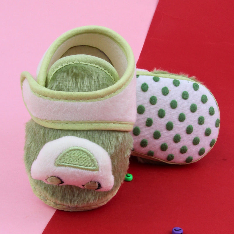 6 To 12 Months Pack Of 1 Baby Boys & Baby Girls Fur Kids Shoe/Booties (Green)-BT4914