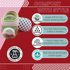 6 To 12 Months Pack Of 1 Baby Boys & Baby Girls Fur Kids Shoe/Booties (Green)-BT4914