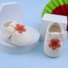 6 To 12 Months Pack Of 1 Baby Girls Cotton Shoe/Booties (White)-BT4915