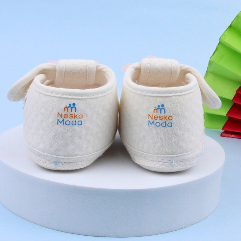 6 To 12 Months Pack Of 1 Baby Girls Cotton Shoe/Booties (White)-BT4915