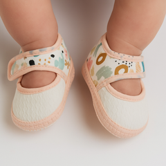 6 To 12 Months Pack Of 1 Baby Girls Cotton Belly Sandal (Orange,White)-BT4916
