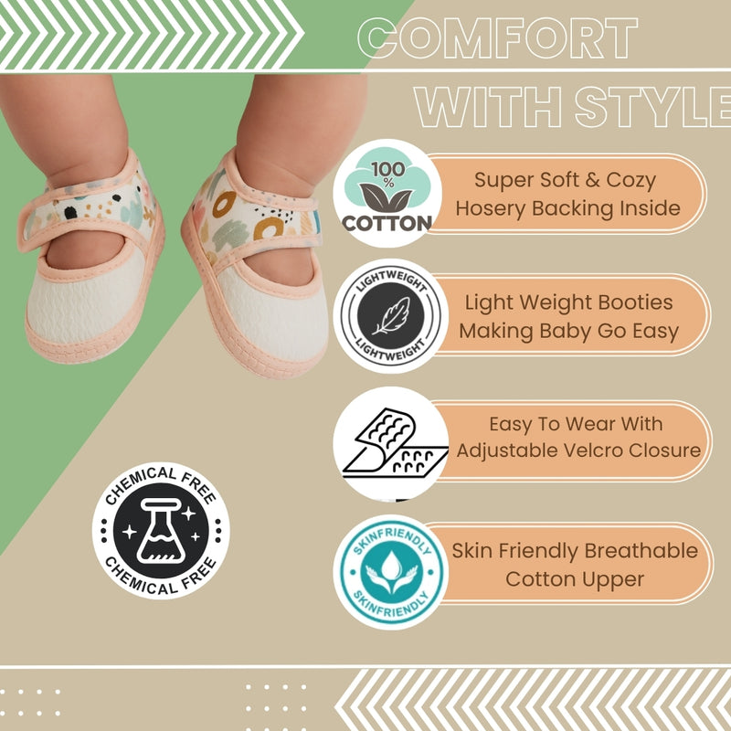 6 To 12 Months Pack Of 1 Baby Girls Cotton Belly Sandal (Orange,White)-BT4916