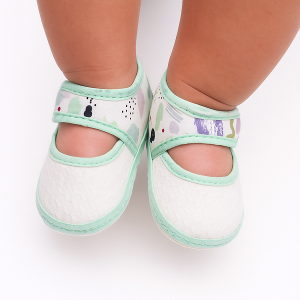 6 To 12 Months Pack Of 1 Baby Girls Cotton Belly Sandal (Green,White)-BT4917