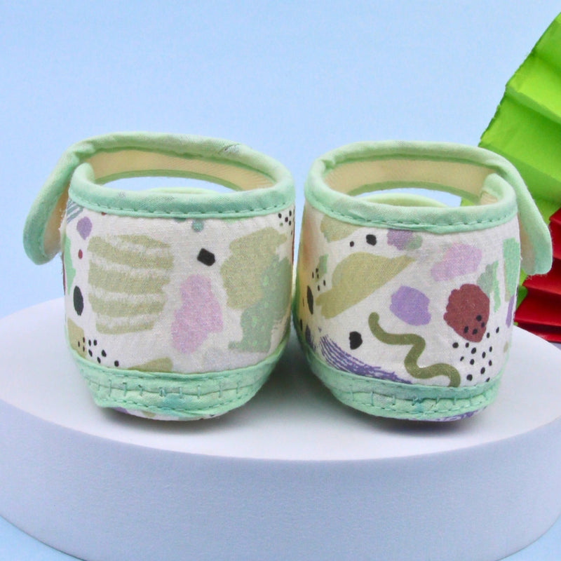 6 To 12 Months Pack Of 1 Baby Girls Cotton Belly Sandal (Green,White)-BT4917