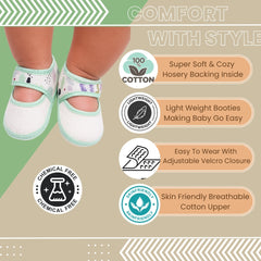 6 To 12 Months Pack Of 1 Baby Girls Cotton Belly Sandal (Green,White)-BT4917