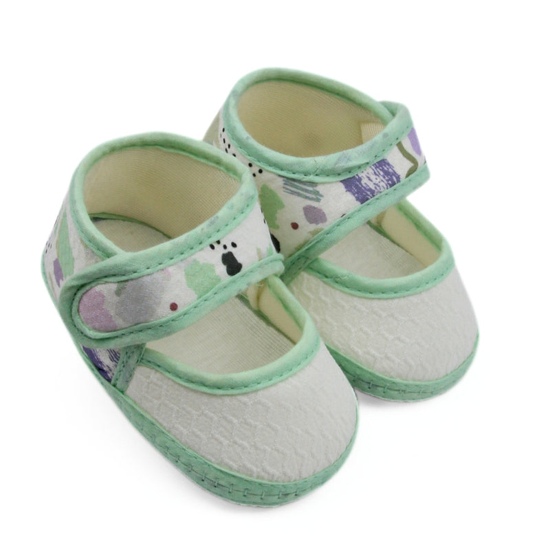 6 To 12 Months Pack Of 1 Baby Girls Cotton Belly Sandal (Green,White)-BT4917