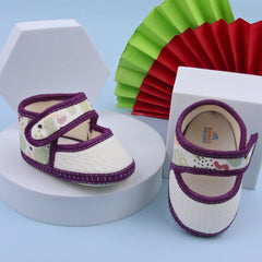 6 To 12 Months Pack Of 1 Baby Girls Cotton Belly Sandal (Purple,White)-BT4918