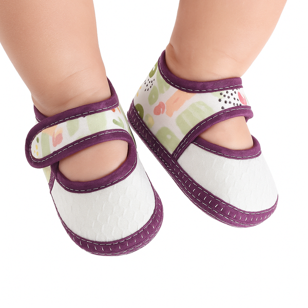 6 To 12 Months Pack Of 1 Baby Girls Cotton Belly Sandal (Purple,White)-BT4918