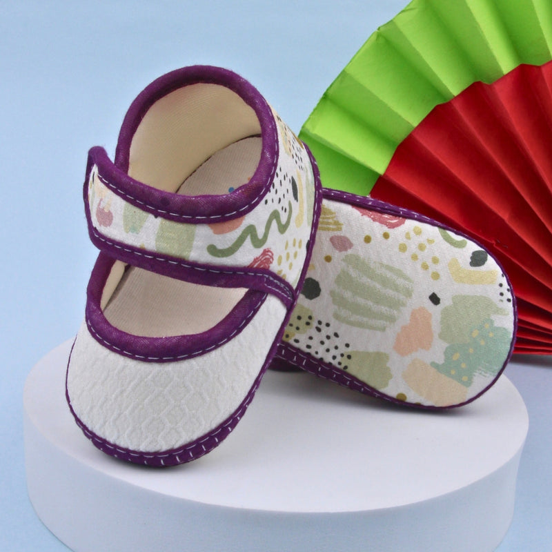 6 To 12 Months Pack Of 1 Baby Girls Cotton Belly Sandal (Purple,White)-BT4918