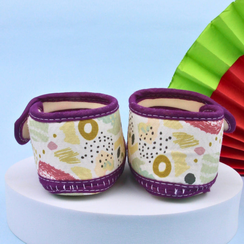 6 To 12 Months Pack Of 1 Baby Girls Cotton Belly Sandal (Purple,White)-BT4918