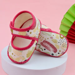 6 To 12 Months Pack Of 1 Baby Girls Cotton Belly Sandal (Rani,White)-BT4919