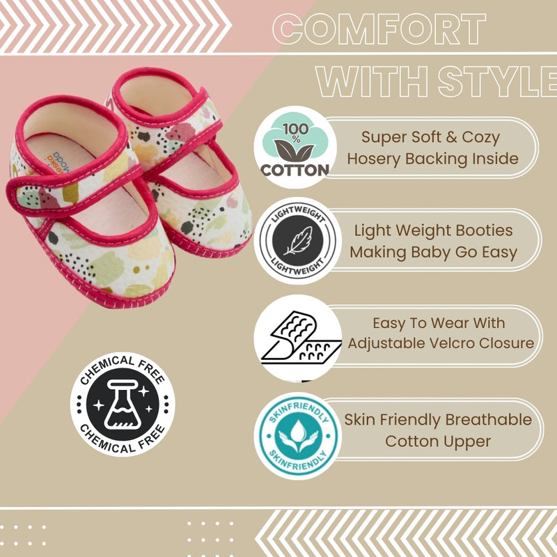6 To 12 Months Pack Of 1 Baby Girls Cotton Belly Sandal (Rani,White)-BT4919