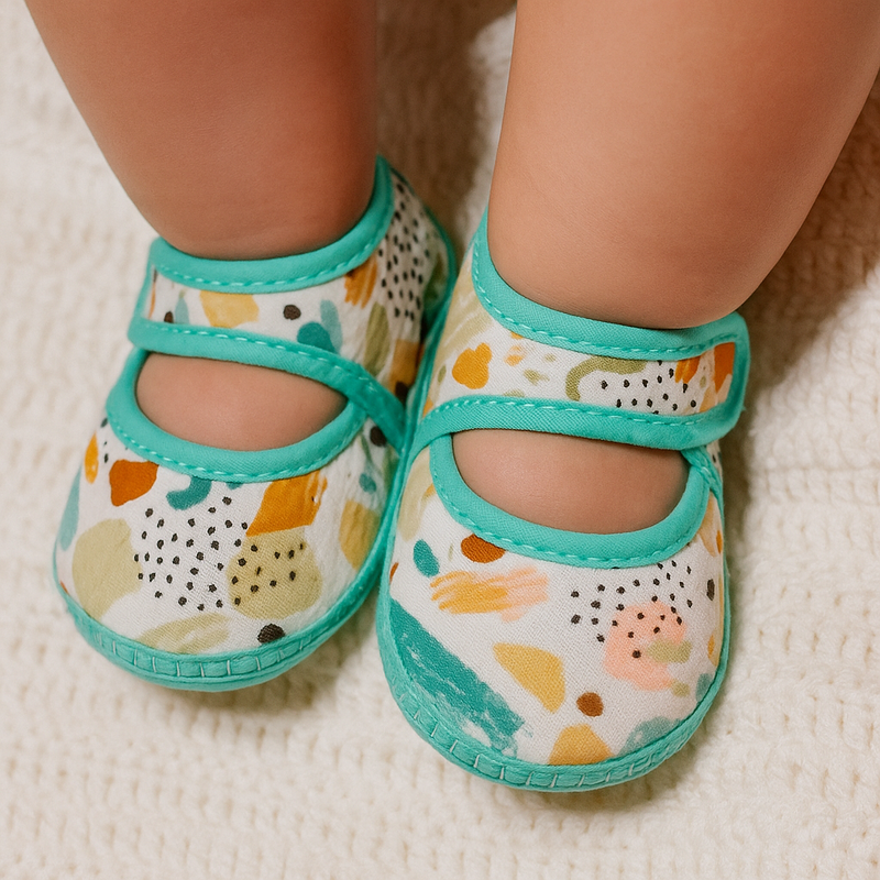 6 To 12 Months Pack Of 1 Baby Girls Cotton Belly Sandal (Green,White)-BT4920
