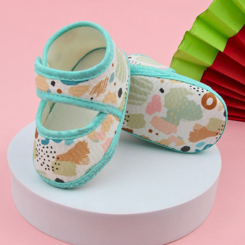 6 To 12 Months Pack Of 1 Baby Girls Cotton Belly Sandal (Green,White)-BT4920
