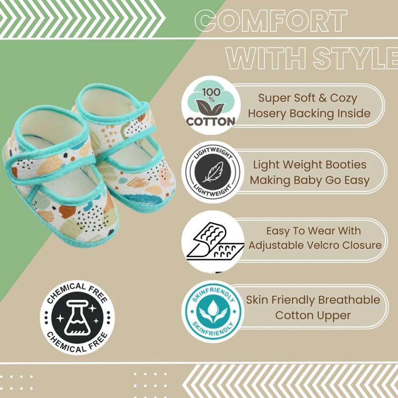 6 To 12 Months Pack Of 1 Baby Girls Cotton Belly Sandal (Green,White)-BT4920