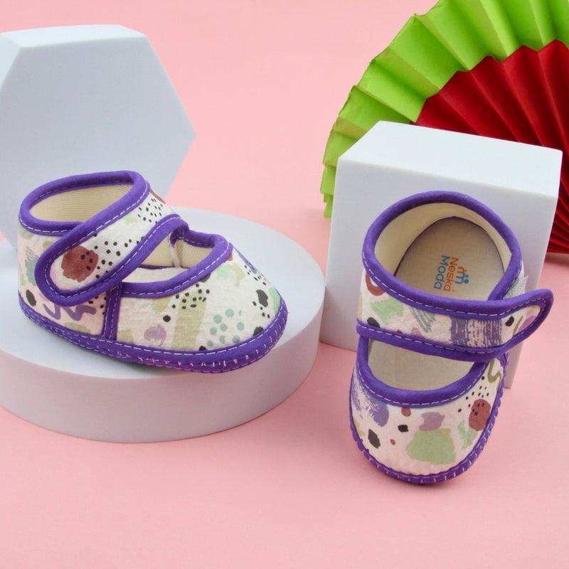 6 To 12 Months Pack Of 1 Baby Girls Cotton Belly Sandal (Purple,White)-BT4921
