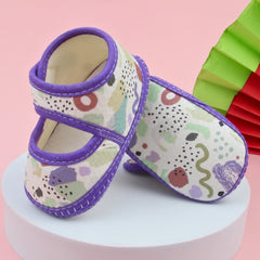 6 To 12 Months Pack Of 1 Baby Girls Cotton Belly Sandal (Purple,White)-BT4921