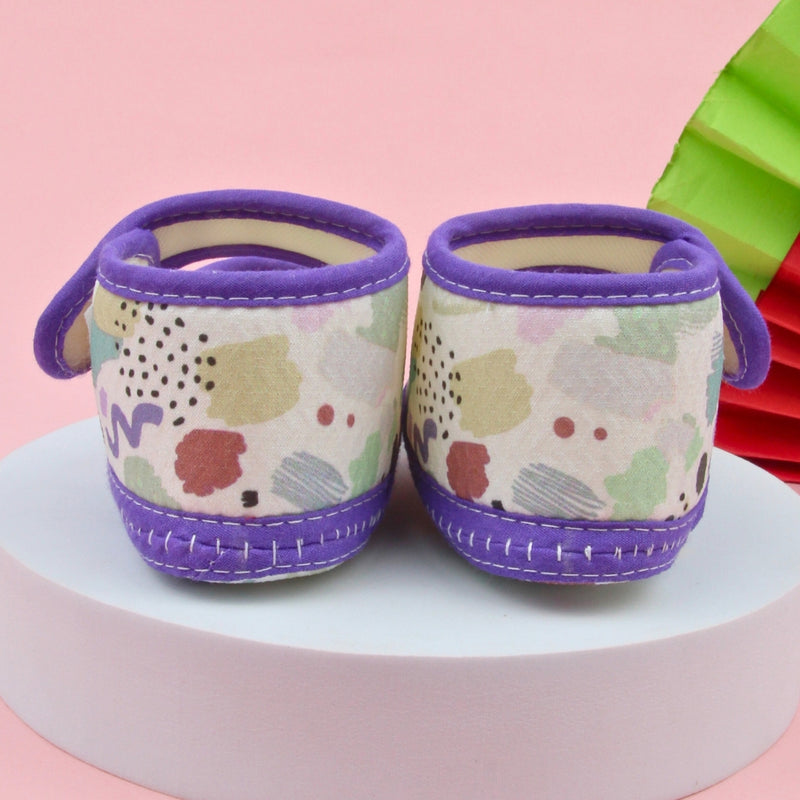 6 To 12 Months Pack Of 1 Baby Girls Cotton Belly Sandal (Purple,White)-BT4921