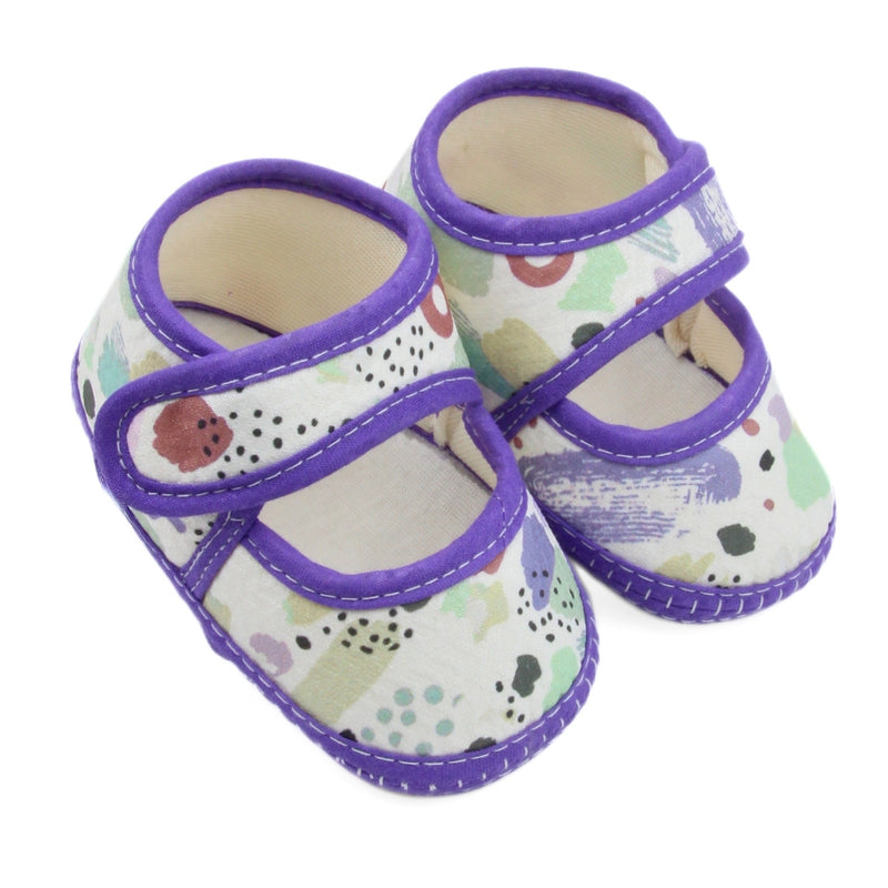 6 To 12 Months Pack Of 1 Baby Girls Cotton Belly Sandal (Purple,White)-BT4921