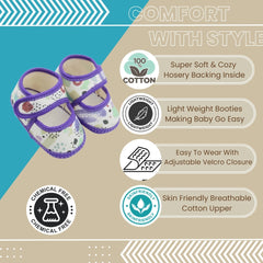 6 To 12 Months Pack Of 1 Baby Girls Cotton Belly Sandal (Purple,White)-BT4921