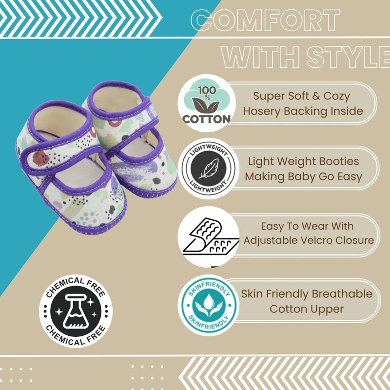 6 To 12 Months Pack Of 1 Baby Girls Cotton Belly Sandal (Purple,White)-BT4921
