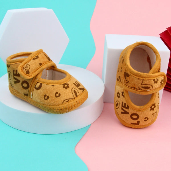 6 To 12 Months Baby Girls Velcro Cotton Shoe/Booties (Red,Black)-BT4922