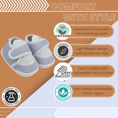 6 To 12 Months Baby Boys & Baby Girls Velcro Cotton Shoe/Booties (Green,Yellow)-BT4924