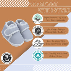 6 To 12 Months Baby Boys & Baby Girls Velcro Velvet Shoe/Booties (Black,Baby Pink)-BT4926