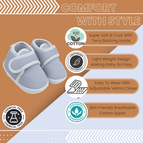 6 To 12 Months Baby Boys & Baby Girls Velcro Velvet Shoe/Booties (Black,Baby Pink)-BT4926