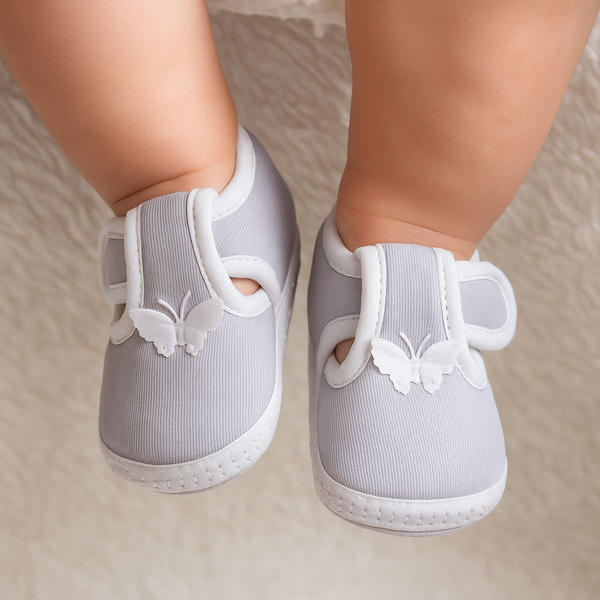 6 To 12 Months Baby Girls Velcro Velvet Shoe/Booties (Black,Off White)-BT4928