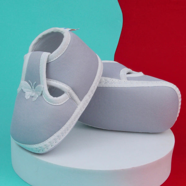 6 To 12 Months Baby Girls Velcro Velvet Shoe/Booties (Black,Off White)-BT4928
