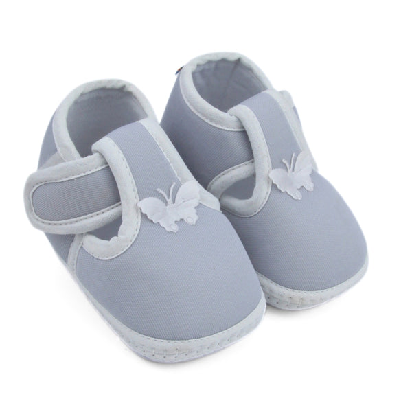 6 To 12 Months Baby Girls Velcro Velvet Shoe/Booties (Black,Off White)-BT4928