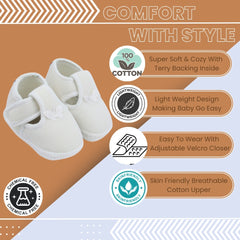 6 To 12 Months Baby Girls Velcro Velvet Shoe/Booties (Black,Grey)-BT4929