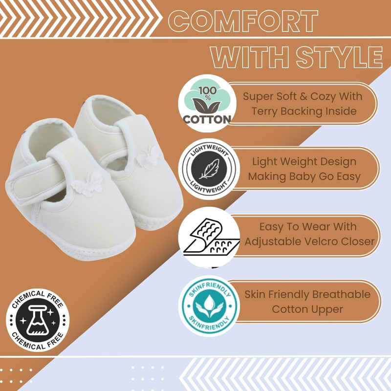 6 To 12 Months Baby Girls Velcro Velvet Shoe/Booties (Black,Grey)-BT4929