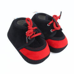 6 To 12 Months Baby Boys & Baby Girls Lace Velvet Shoe/Booties (Grey,Red)-BT4931