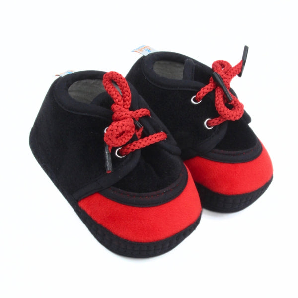 6 To 12 Months Baby Boys & Baby Girls Lace Velvet Shoe/Booties (Grey,Red)-BT4931