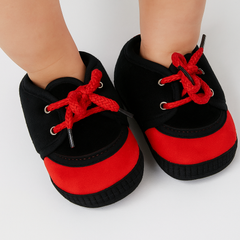 6 To 12 Months Baby Boys & Baby Girls Lace Velvet Shoe/Booties (Grey,Red)-BT4931