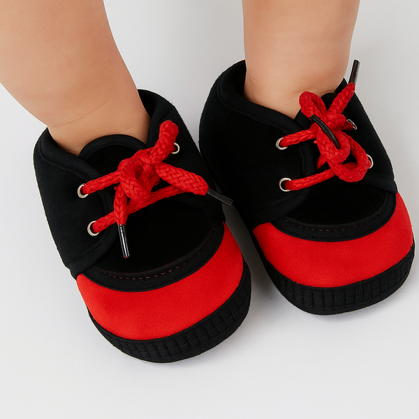 6 To 12 Months Baby Boys & Baby Girls Lace Velvet Shoe/Booties (Grey,Red)-BT4931