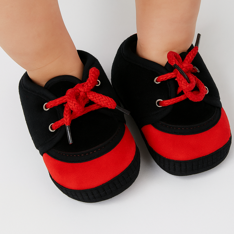 6 To 12 Months Baby Boys & Baby Girls Lace Velvet Shoe/Booties (Grey,Red)-BT4931