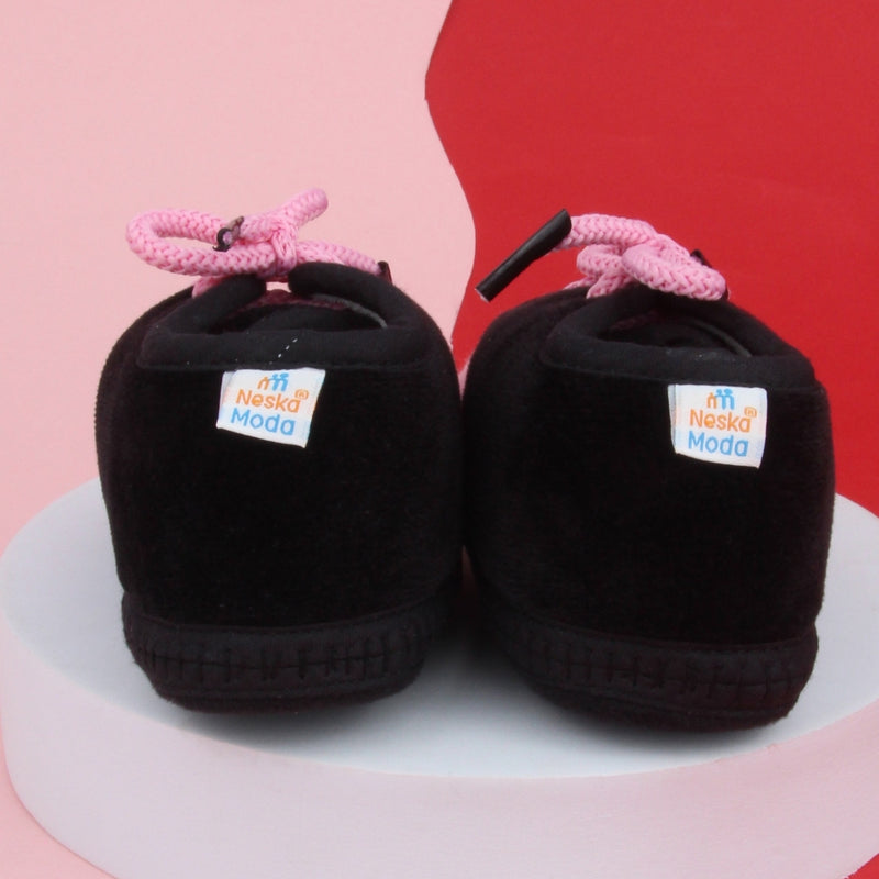 6 To 12 Months Baby Boys & Baby Girls Lace Velvet Shoe/Booties (Grey,Baby Pink)-BT4932