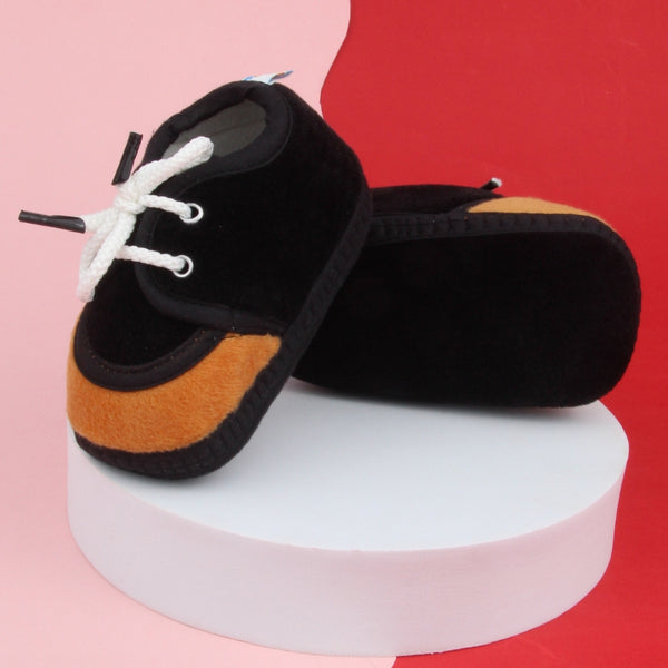 6 To 12 Months Baby Boys & Baby Girls Lace Velvet Shoe/Booties (Grey,Brown)-BT4933