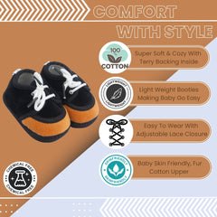 6 To 12 Months Baby Boys & Baby Girls Lace Velvet Shoe/Booties (Grey,Brown)-BT4933