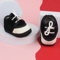 6 To 12 Months Baby Boys & Baby Girls Lace Velvet Shoe/Booties (Grey,Off White)-BT4934