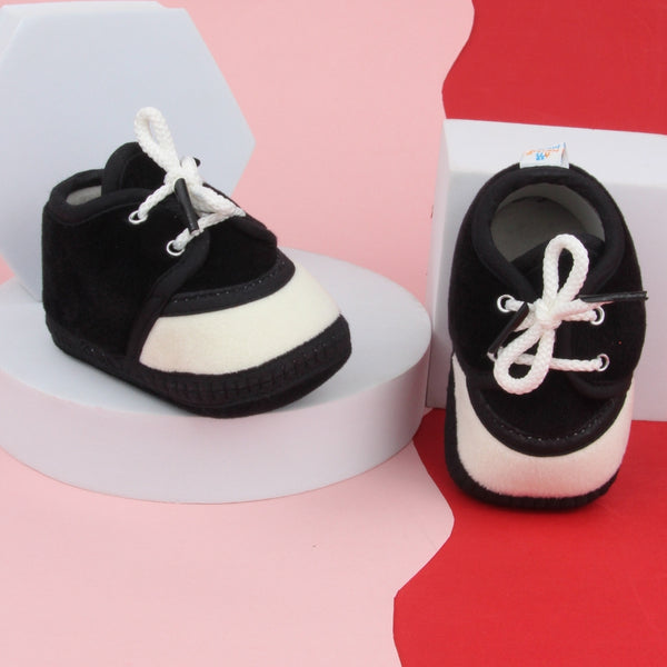 6 To 12 Months Baby Boys & Baby Girls Lace Velvet Shoe/Booties (Grey,Off White)-BT4934