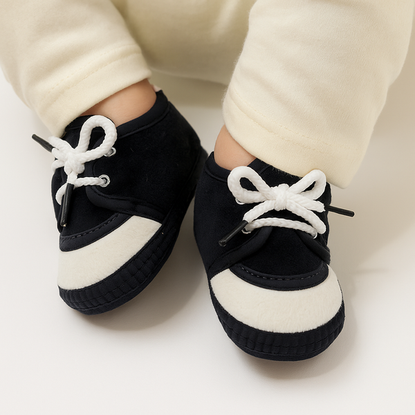 6 To 12 Months Baby Boys & Baby Girls Lace Velvet Shoe/Booties (Grey,Off White)-BT4934
