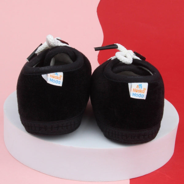 6 To 12 Months Baby Boys & Baby Girls Lace Velvet Shoe/Booties (Grey,Off White)-BT4934