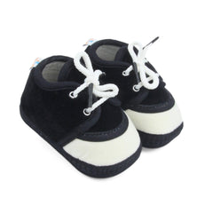 6 To 12 Months Baby Boys & Baby Girls Lace Velvet Shoe/Booties (Grey,Off White)-BT4934