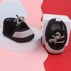 6 To 12 Months Baby Boys & Baby Girls Lace Velvet Shoe/Booties (Brown)-BT4935