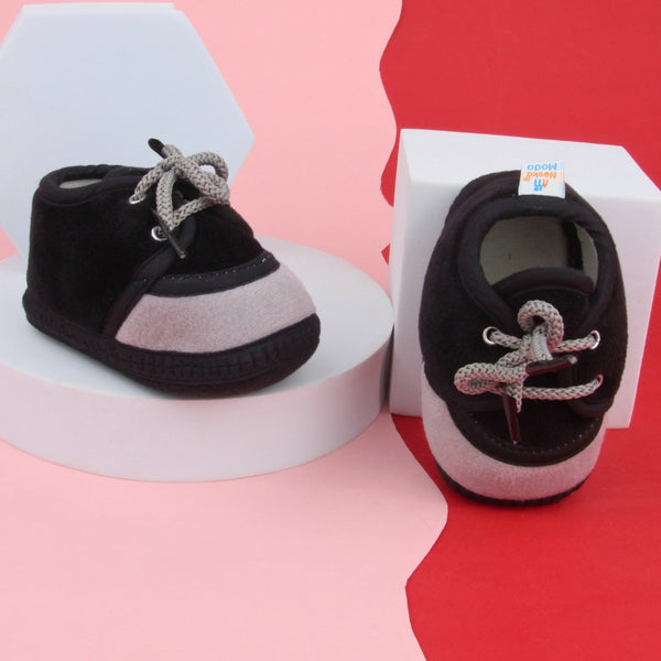 6 To 12 Months Baby Boys & Baby Girls Lace Velvet Shoe/Booties (Brown)-BT4935